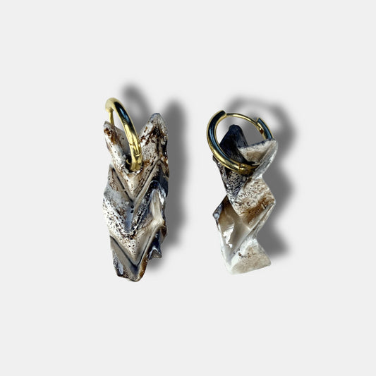 Boucles d'oreilles en raku plissé - modèle au choix