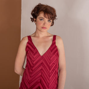 MIRAGE V-neck top - burgundy