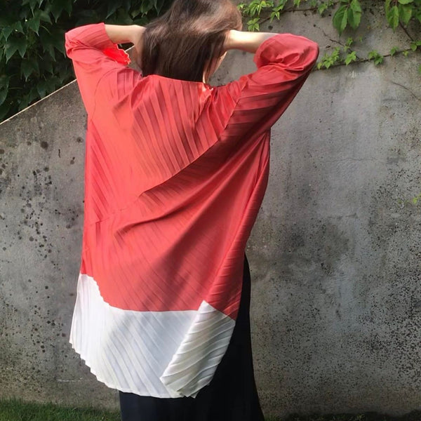 CONSTELLATION mid-length kimono - coral &amp; white