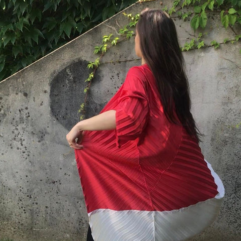 CONSTELLATION mid-length kimono - red &amp; white